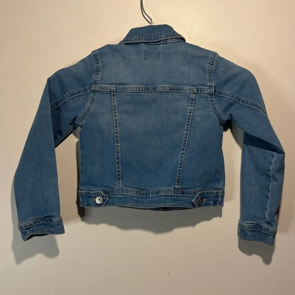 The Children’s Place- Full Button Down Jean Denim Jacket Cropped- Girl Size 5/6